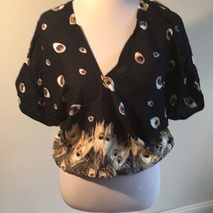 AZ Pullover blouse with Peacock print